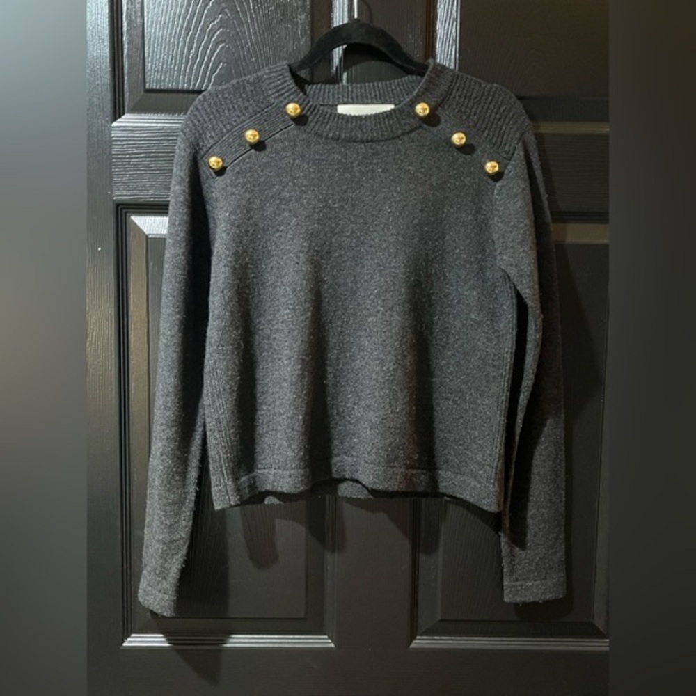 Michelle Mason Wool//Yak/Cashmere Sweater With Gold Button Accents